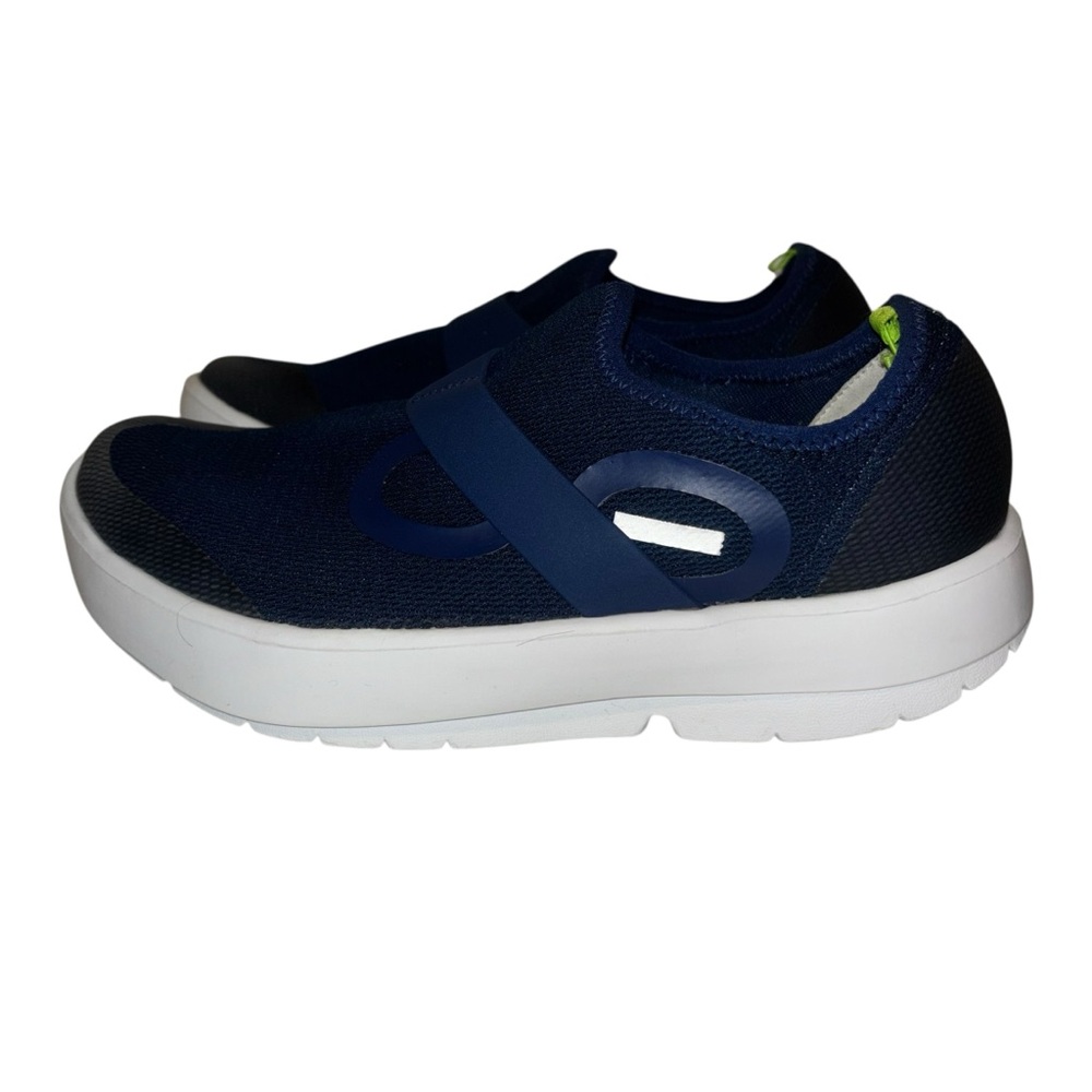 OOFOS OOmg Low Mesh Recovery Shoe Comfort Slip On White Navy Mens Size 8.5